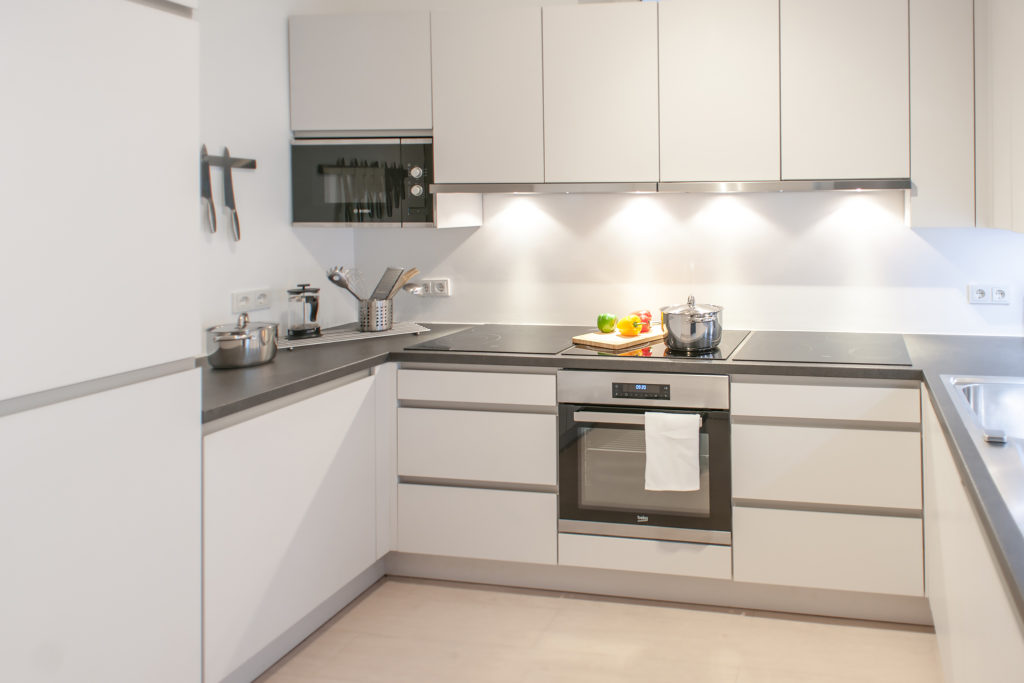 Cuisine de l'espace commun de la résidence de coliving flexiroom au Luxembourg