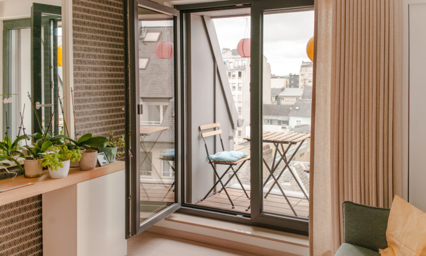 terrase du studio de la résidence de coliving flexiroom au Luxembourg